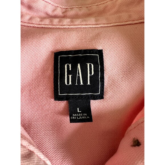 Gap Pink Denim Polo Shirt Popover Casual Midi Preppy Dress size Large - Picture 6 of 9